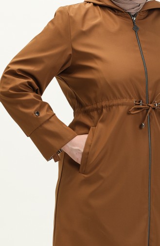 Trench Long Hijab Femme Grande Taille Trench Zippé 8644 Tan 8644.TABA