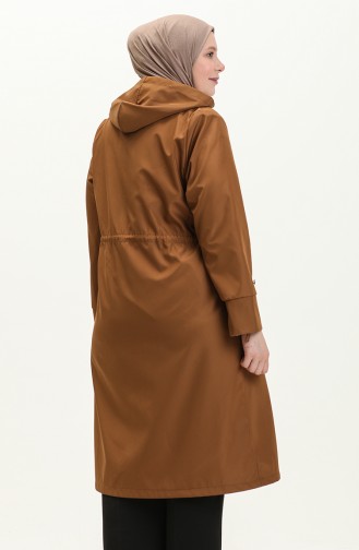 Trench Long Hijab Femme Grande Taille Trench Zippé 8644 Tan 8644.TABA