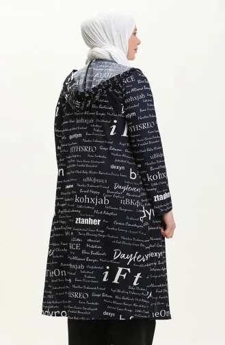 Plus Size Hooded Cape 4707-02 Navy Blue 4707-02