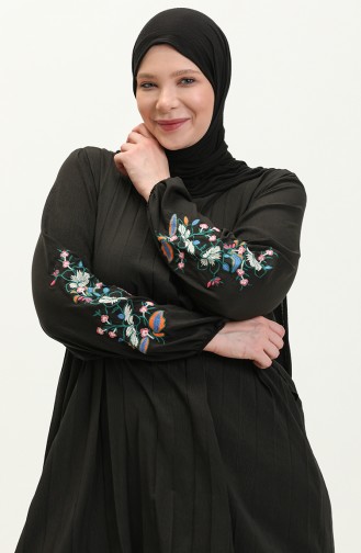 Plissierte, bestickte Tunika-Hose Doppelset 1036-06 Schwarz 1036-06