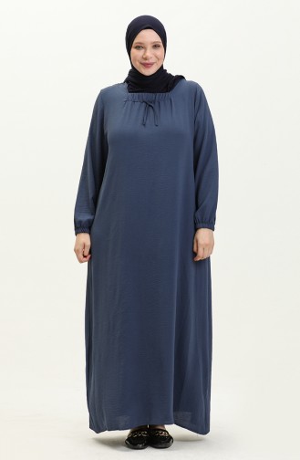 Dunkelblau Hijab Kleider 8408-1.Lacivert