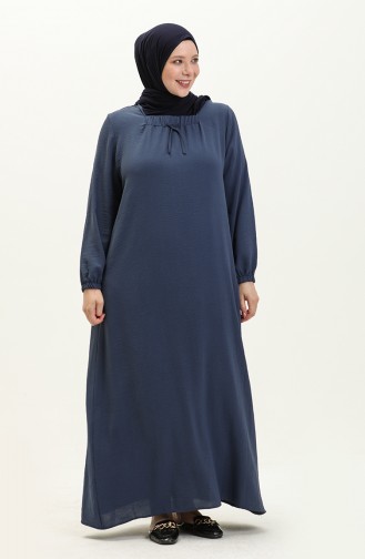 Dunkelblau Hijab Kleider 8408-1.Lacivert