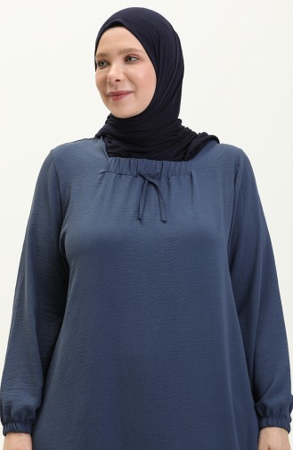 Dunkelblau Hijab Kleider 8408-1.Lacivert