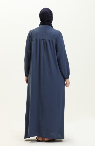 Dunkelblau Hijab Kleider 8408-1.Lacivert