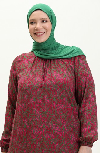 Kadin Anne Buyuk Beden Elbise Cicekli Tesettur Giyim 8408 5 Haki