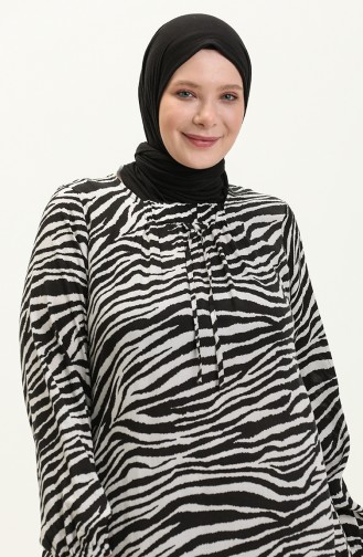 Kadin Anne Buyuk Beden Elbise Cicekli Tesettur Giyim 8408 5 Siyah