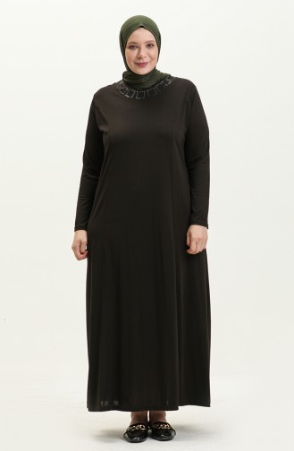 Hijab Kleidung Kleid Länge Damen Mutter Plus Size Kleid 8685 Khaki 8685.Haki