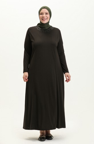 Hijab Kleidung Kleid Länge Damen Mutter Plus Size Kleid 8685 Khaki 8685.Haki