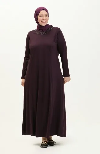 Hijab Vêtements Robe Longueur Femme Mère Robe Grande Taille 8685 Prune 8685.Mürdüm