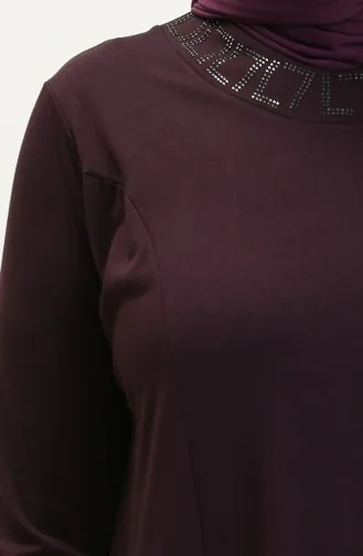 Hijab Vêtements Robe Longueur Femme Mère Robe Grande Taille 8685 Prune 8685.Mürdüm