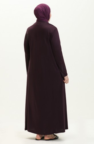 ملابس الحجاب فستان طول الأم فستان نسائي مقاس كبير 8685 برقوق 8685.Mürdüm