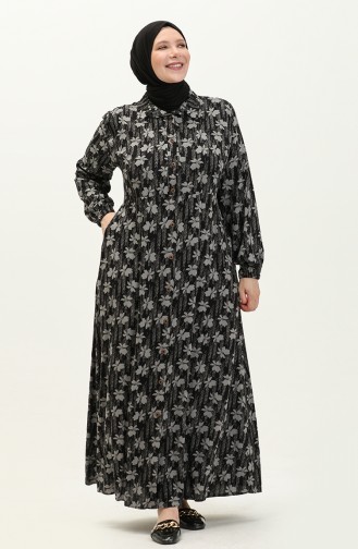 Damen Plus Size Sommerkleid Plus Hijab Kleidung Langes Kleid 8751 Grau 8751.Gri