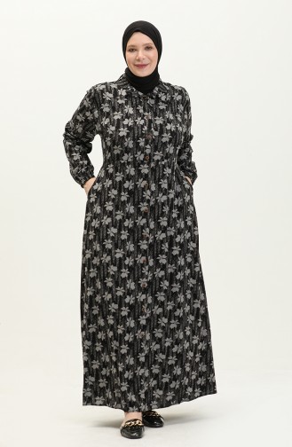Dames Plus Size Zomerjurk Plus Hijabkleding Lange Jurk 8751 Grijs 8751.Gri