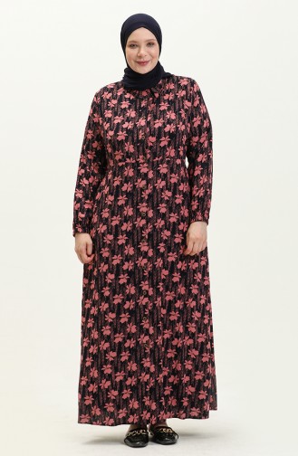 Damen-Sommerkleid In Übergröße Und Hijab-Kleidung Langes Kleid 8751 Dusty Rose 8751.Gül Kurusu