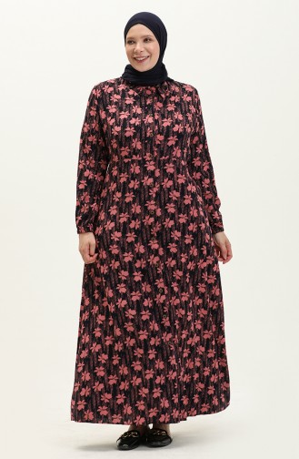 Damen-Sommerkleid In Übergröße Und Hijab-Kleidung Langes Kleid 8751 Dusty Rose 8751.Gül Kurusu