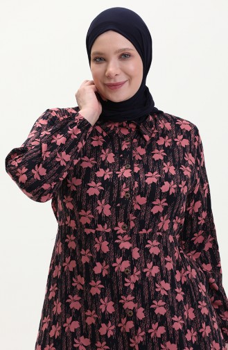 Damen-Sommerkleid In Übergröße Und Hijab-Kleidung Langes Kleid 8751 Dusty Rose 8751.Gül Kurusu