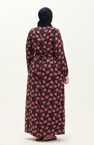Robe D`été Grande Taille Pour Femmes Vêtements Hijab Robe Longue 8751 Rose Poussiéreuse 8751.Gül Kurusu