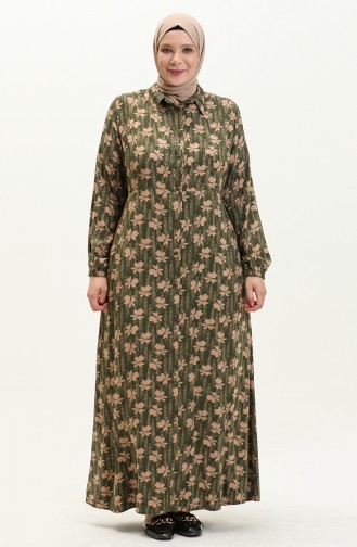 Damen Plus Size Sommerkleid Plus Hijab Kleidung Langes Kleid 8751 Khaki 8751.Haki