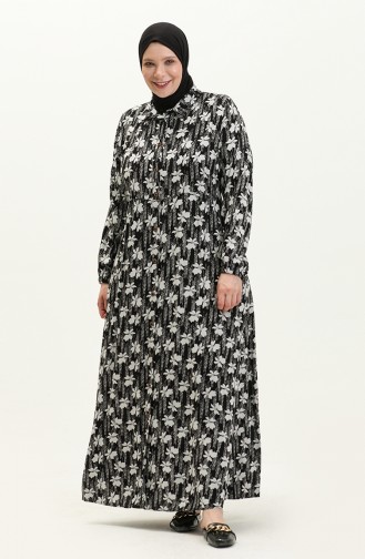 فستان نسائي صيفي مقاس كبير بالإضافة إلى ملابس الحجاب فستان طويل 8751 أسود 8751.siyah