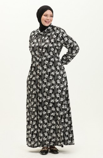 Damen Plus Size Sommerkleid Plus Hijab Kleidung Langes Kleid 8751 Schwarz 8751.siyah