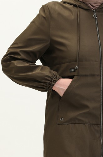 Grote Maat Hijabkleding Voor Dames Trenchcoat Met Ritssluiting Seizoensgebonden 8639 Kaki 8639.Haki