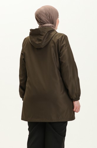 Grote Maat Hijabkleding Voor Dames Trenchcoat Met Ritssluiting Seizoensgebonden 8639 Kaki 8639.Haki