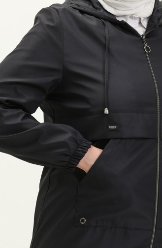 Damen-Trenchcoat Mit Reißverschluss Große Größe Hijab-Kleidung Saisonal 8639 Marineblau 8639.Lacivert