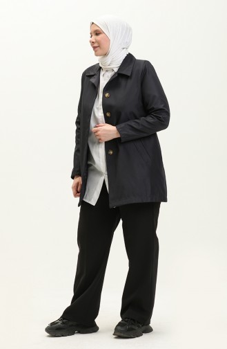 Navy Blue Trench Coats Models 8647.Lacivert