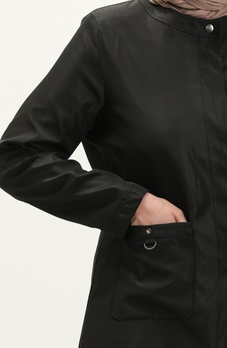 Buyuk Beden Mevsimlik Trenc Kadin Tesettur Trenckot Astarli 8657 Siyah