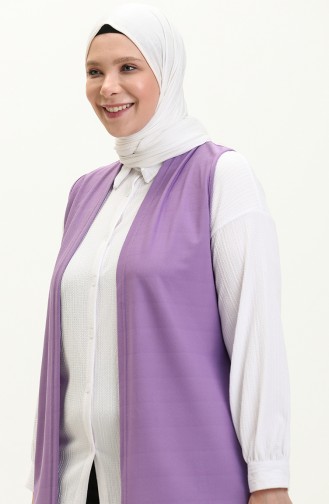 Uzun Buyuk Beden Yelek Kadin Hermevsim 4804 Lila
