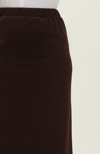 Women`s Large Size Ottoman Steel Lined Seasonal Pencil Skirt Knitted Fabric 8438 Brown 8438.Kahverengi