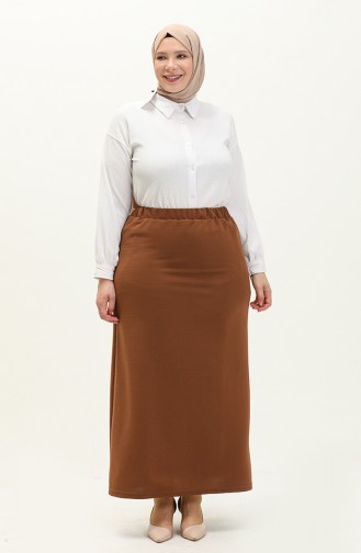 Women`s Large Size Ottoman Steel Lined Seasonal Pencil Skirt Knitted Fabric 8438 Mustard 8438.hardal