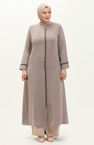 Abaya Imprimé Pierre Grande Taille 5054-06 Vison 5054-06