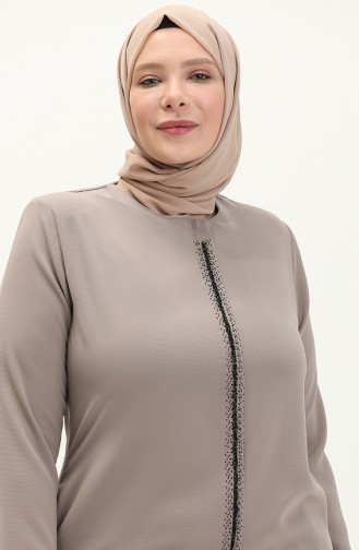 Übergröße Stein gedruckt Abaya 5055-06 Nerz 5055-06