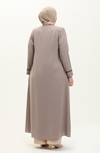 Abaya Imprimé Pierre Grande Taille 5054-06 Vison 5054-06