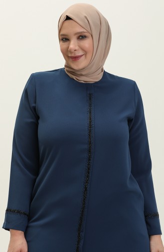 Übergröße Stein gedruckt Abaya 5054-07 Indigo 5054-07