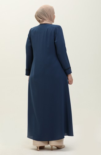 Übergröße Stein gedruckt Abaya 5054-07 Indigo 5054-07