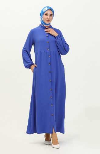 Abaya Boutonnée Aerobin 0204-03 Bleu Roi 0204-03