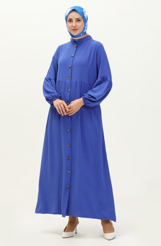 Abaya Boutonnée Aerobin 0204-03 Bleu Roi 0204-03