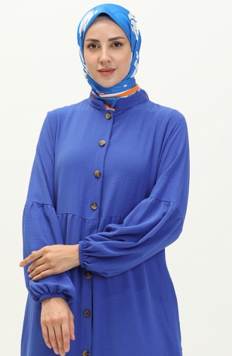 Abaya Boutonnée Aerobin 0204-03 Bleu Roi 0204-03