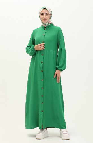 Abaya Boutonnée Aerobin 0204-04 Vert 0204-04