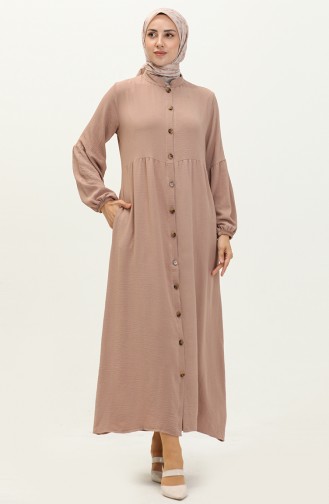Aerobin Buttoned Abaya 0204-06 Mink 0204-06