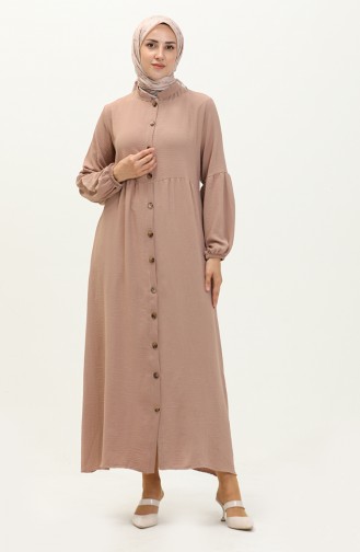 Aerobin Buttoned Abaya 0204-06 Mink 0204-06