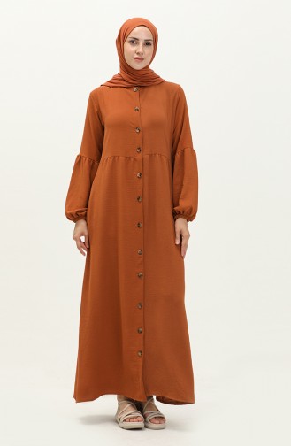 Aerobin Buttoned Abaya 0204-07 Tan 0204-07