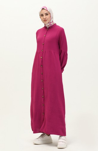 Aerobin Buttoned Abaya 0204-08 Fuchsia 0204-08