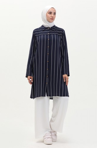 Ensemble Deux Pièces à Rayues 0112A-01 Bleu Marine 0112A-01