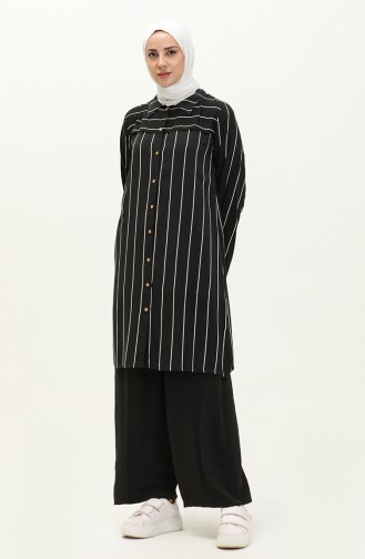 Striped Two Piece Suit 0112A-02 Black 0112A-02