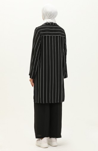 Striped Two Piece Suit 0112A-02 Black 0112A-02