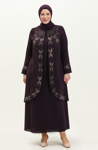 Robe de Soirée Grande Taille 6077-01 Pourpre 6077-01