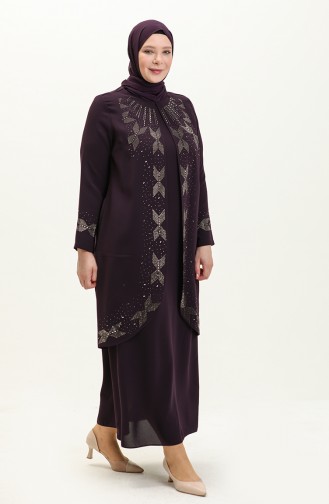 Robe de Soirée Grande Taille 6077-01 Pourpre 6077-01